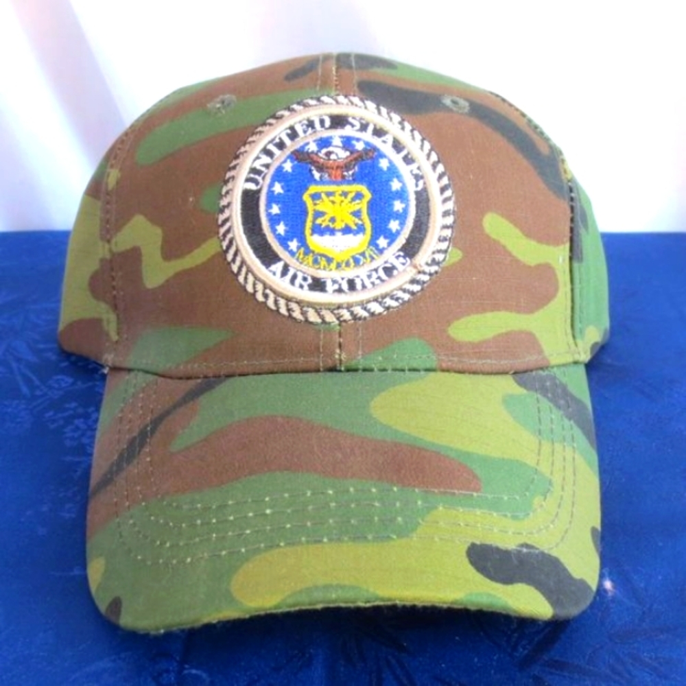 NEW U.S. Air Force Hat Green Camo Embroidered Insignia Adjustable Ball Cap OS